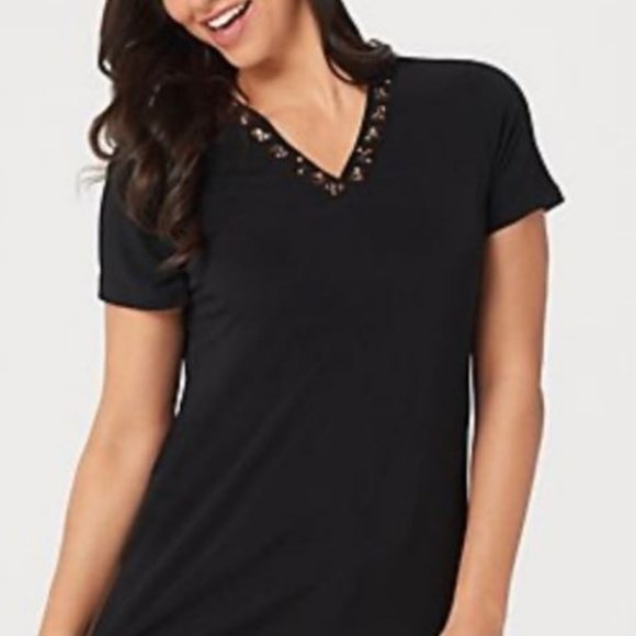 Susan Graver Tops - Susan Graver Artisan Liquid Knit Short-Sleeve Top Medium